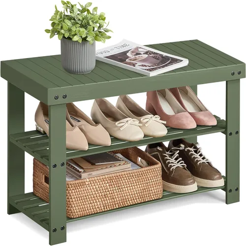 Miniatura 12 de SONGMICS Estante para Zapatos con Banco, Organizador de Almacenamiento de Zapatos de Bambú de 3 Niveles, Banco de Entrada, Soporta hasta 286 lb