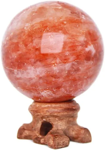 Miniatura 8 de Esfera de piedra de sangre de dragón natural de 2.559 in con soporte de madera, bola de cristal curativo, piedra preciosa mineral, adivinación