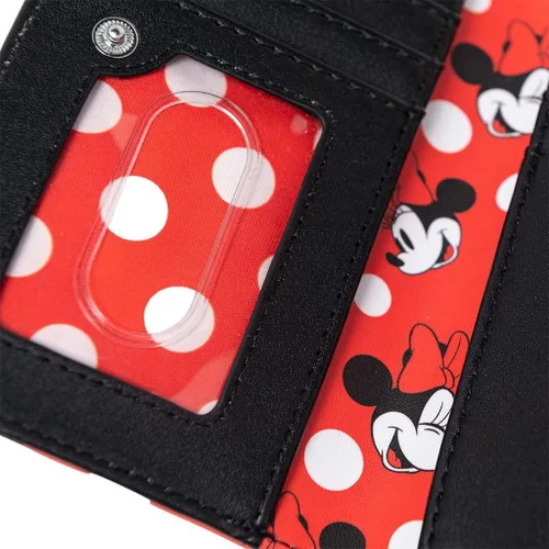 Miniatura 5 de Loungefly Cartera de Disney Minnie Mouse con lunares rojos con cremallera para mujer, Rojo -, Cartera con cremallera