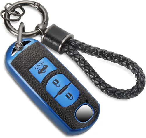 Miniatura 23 de para llavero de Cadillac con funda de TPU con superficie granulada y cuerda trenzada metálica, funda de llavero mejorada para 2020 en adelante CT4