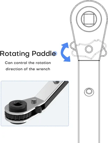 Miniatura 5 de Llave de Servicio HVAC, Llave de Trinquete Curva de Refrigeración 3/8" 1/4" 5/16" 3/16" Herramienta de Trinquete AC Ullnosoo con Adaptador de Boca