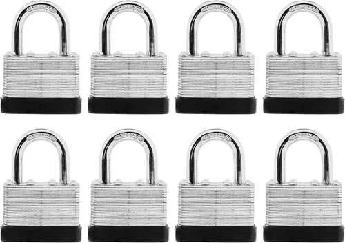 Miniatura 8 de SafiSwords Paquete de 12 candados de acero laminado con llave igual, 1-3/4 pulgadas de ancho, juego de candados largos resistentes con las mismas