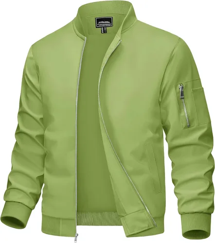 Miniatura 10 de MAGCOMSEN Chaqueta para hombre, ligera, cortavientos, chaqueta bomber resistente al viento, chaqueta casual con cremallera, abrigos ropa exterior