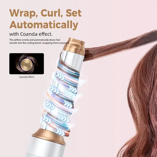 Miniatura 4 de Cepillo secador de cabello mágico Air Styler 6 en 1, cepillo secador iónico negativo y 3 configuraciones de calor, rizado automático desmontable