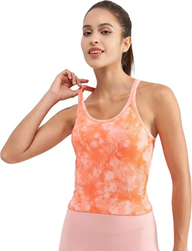 Miniatura 46 de sphinx cat - Camiseta corta de entrenamiento para mujer, camiseta sin mangas, acanalada, con espalda cruzada y brasier integrado