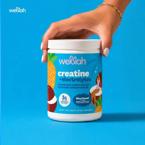Miniatura 5 de Wellah Creatina + electrolitos en polvo (Blue Hawaii) 30 porciones - Mezcla de bebida de hidratación con 0.11 onzas de monohidrato de creatina