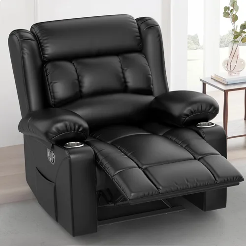 Miniatura 19 de Juego de Sofá Reclinable de Dos Plazas con 2+1 Piezas, Sillón Reclinable Minimalista de 2 Plazas con Pestaña de Tirón Manual, Tela con Puertos