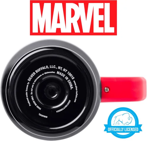 Miniatura 7 de Silver Buffalo Marvel Avengers - Vaso de acero inoxidable con asa, popote y tapa de pajilla, diseño de Iron Man, Capitán América, Blue Beetle, Thor
