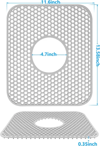 Miniatura 6 de Protectores de fregadero para fregadero de cocina, 2 alfombrillas de cocina de silicona de 13.58 x 11.6 pulgadas, protector inferior antideslizante