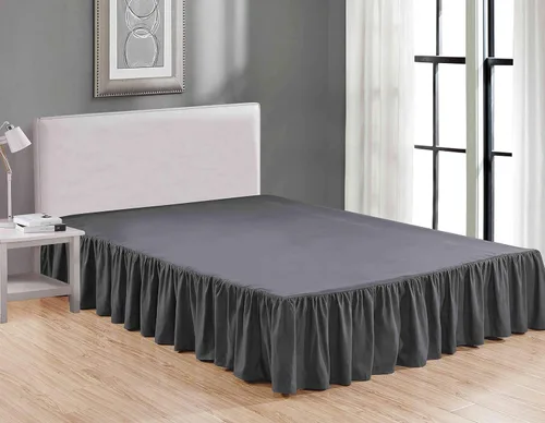 Rodapié de tela de lujo de calidad de hotel para dormitorio, resistente al polvo, a las arrugas y a la decoloración, falda de cama de 14 pulgadas de