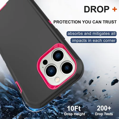 Miniatura 4 de Funda para iPhone 14 Pro Max (6.7 pulgadas) con funda de clip para cinturón, 2 protectores de pantalla, resistente grado militar, cuerpo completo, a