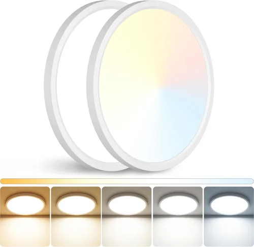 Miniatura 42 de Peasur - Lámpara de techo led de 18 cm, montaje empotrado ajustable, 3000 K/3500 K/4000 K/5000 K/6500 K, 1500 LM, 15 W, lámpara redonda blanca Blanco