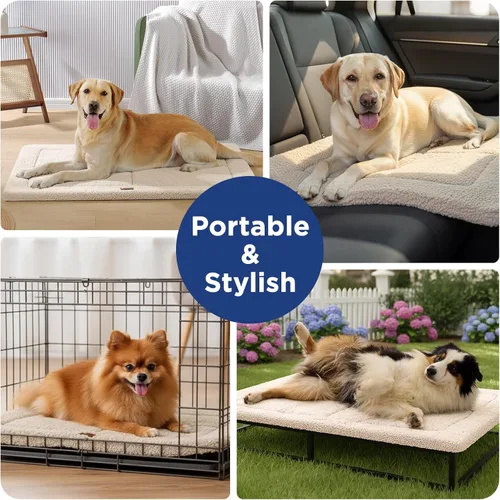 Miniatura 6 de Cama reversible para perros grandes, lavable y antideslizante, alfombra para mascotas, espuma de alta densidad y forro polar suave