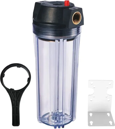 Miniatura 9 de Geekpure Carcasa delgada de filtro de agua para toda la casa de 10 pulgadas con válvula de alivio de presión, puerto de latón NPT de 3/4 pulgadas