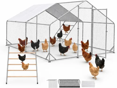Miniatura 2 de Gallinero grande de metal, jaulas de pollo con cubierta impermeable y anti-ultravioleta para exteriores