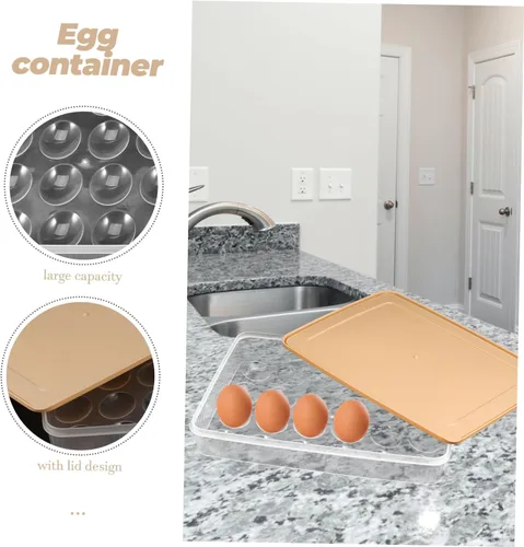 Miniatura 7 de Caja de almacenamiento de huevos frescos con tapa abatible, soporte para huevos para refrigerador, bandejas de huevos de plástico para refrigerador