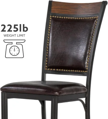 Miniatura 9 de Powell Furniture Franklin - Juego de 2 sillas de comedor de metal y piel sintética con clavos acentuados en madera, color marrón oscuro