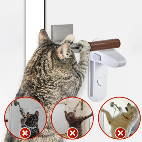 Miniatura 3 de EUDEMON Cerradura de palanca de puerta a prueba de niños, cerradura de manija de puerta de seguridad para bebé, fácil de instalar y usar, adhesivo