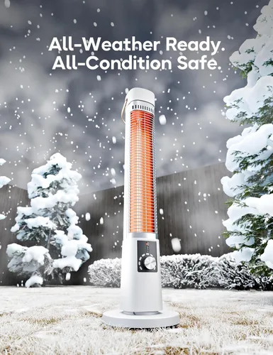 Miniatura 8 de Calentador de patio para uso en exteriores, calentador eléctrico infrarrojo para exteriores, calefacción instantánea de 1500 W, oscilación de 60
