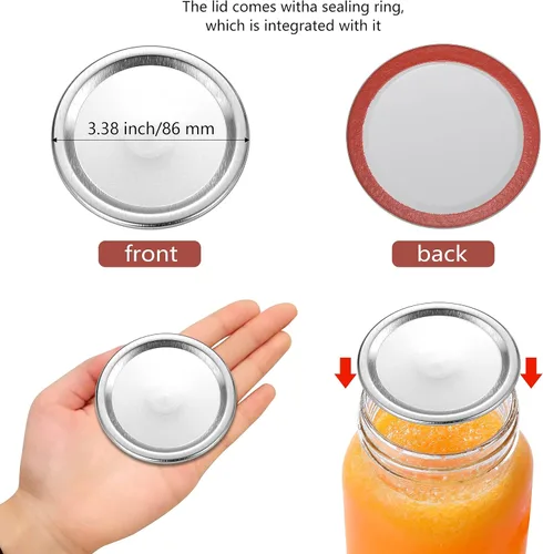 Miniatura 3 de Tapas de conservas para tarros Ball, Kerr – Tapas de metal tipo Mason para conservas – Material de grado alimenticio, 100% ajustado y hermético