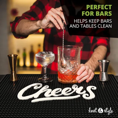 Miniatura 5 de Tapete Premium Cheers para Bar Casero - Tapetes de Goma Grandes de 18"x12" para Encimera - Tapete Antideslizante para Bartender - Tapete