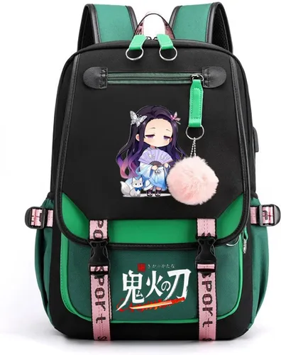 Miniatura 18 de Mochila de anime para niñas con puerto de carga USB 20L, mochila escolar para adolescentes, mochila grande para computadora portátil para viajes uso