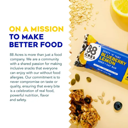 Miniatura 4 de 88 Acres Barras de granola Arándano Limón Barra de granola de avena y semillas sin gluten, sin frutos secos Vegana y siempre sin OMG Paquete