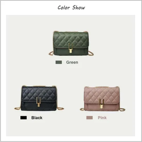 Miniatura 5 de Hanbella - Bolso cruzado para mujer, bonito bolso de hombro de cuero acolchado con correa de cadena dorada para adolescentes y niñas, bolso de mano