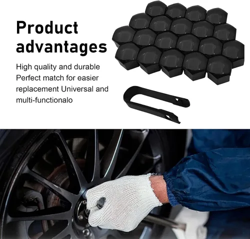 Miniatura 4 de 20 unidades de cubiertas para tuercas de rueda de coche, tapas hexagonales de 17 mm para pernos centrales, protector de cabeza de perno de cubo