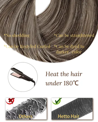 Miniatura 47 de 【Descuento】Hetto - Extensiones de cabello con cinta adhesiva, 40g, extensiones de cabello humano, color rubio ceniza oscuro degradado a rubio medio