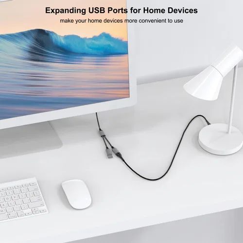 Miniatura 3 de Jasput Cable USB a USB, cable de carga USB macho a hembra y cable USB doble de transferencia de datos, cable de carga múltiple para TV, luz, carga