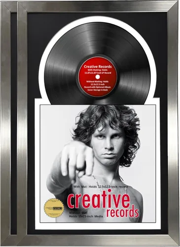 Miniatura 15 de Creative Picture Frames Marco para discos de Jukebox de 16 x 24 pulgadas con acabado de acero inoxidable de 12 pulgadas con doble paspartú blanco