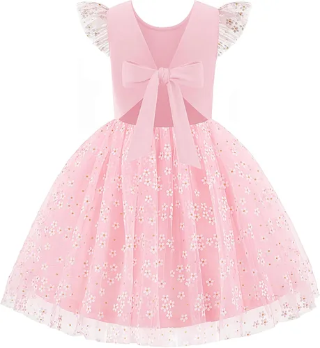 Miniatura 18 de Arshiner Vestido tutú de verano para niñas pequeñas, de tul sin espalda, para fiesta, cumpleaños, vestidos de algodón, 2-6 años
