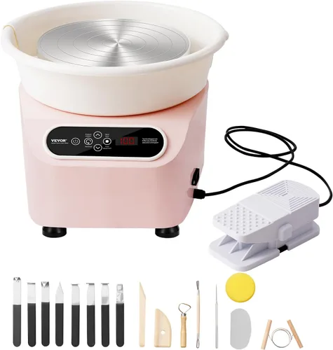 Miniatura 12 de VEVOR Rueda de Alfarería de 11 pulgadas para Adultos Principiantes, Máquina Formadora de Rueda Cerámica de 450W con Pantalla Táctil LCD, Mango