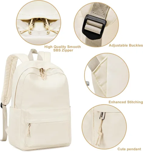 Miniatura 3 de BLUBOON Mochila escolar de lona, mochila escolar para adolescentes y niñas, escuela secundaria (Water Bule 3 en 1)