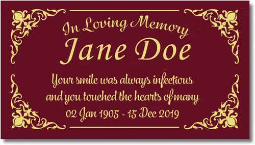 Miniatura 21 de Placa conmemorativa con borde elegante, mensaje personalizado y emblemas de reconocimiento de memoria de identificación, fabricado en Estados Unidos