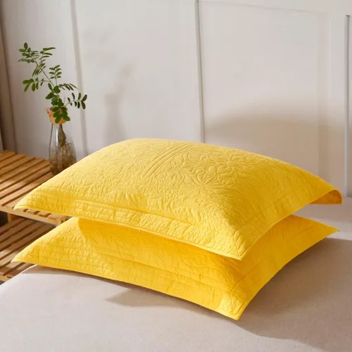 Miniatura 25 de WINLIFE Juego de 2 fundas de almohada acolchadas 100% algodón, estampado floral, tamaño King, color verde