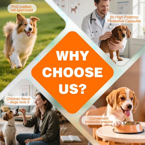 Miniatura 7 de Probióticos para perros, probióticos masticables y picor intestinal digestivo, probióticos para la piel, alivio de la picazón, diarrea, 50 tabletas