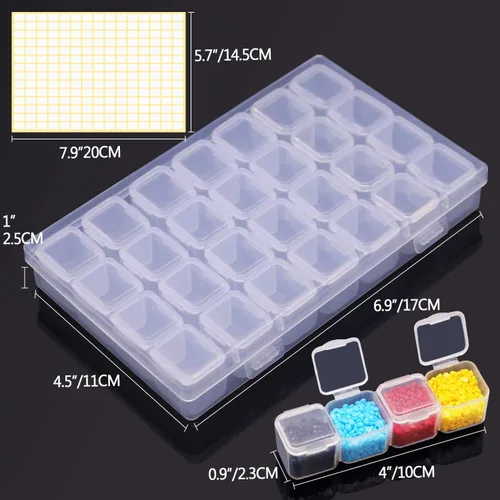 Miniatura 6 de ARTDOT Contenedores de almacenamiento de 56 rejillas para kits de arte de diamante para adultos, 2 paquetes de contenedor portátil de almacenamiento