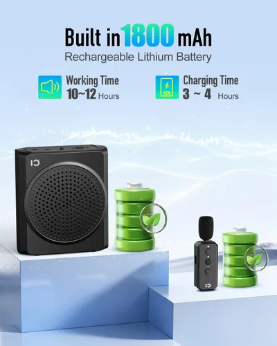 Miniatura 4 de SHIDU Amplificador de voz portátil de 18 W para profesores, amplificador de voz con micrófono de solapa inalámbrico, micrófono Bluetooth y altavoz