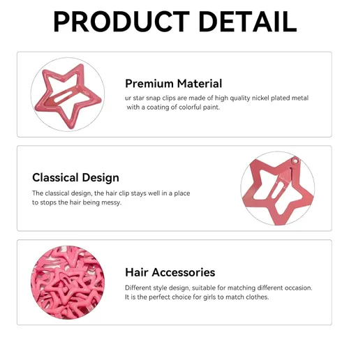 Miniatura 2 de 10 pinzas para el cabello con forma de estrella roja clara, pasadores para el cabello para niñas, pinzas pequeñas Y2K, antideslizantes, estrellas