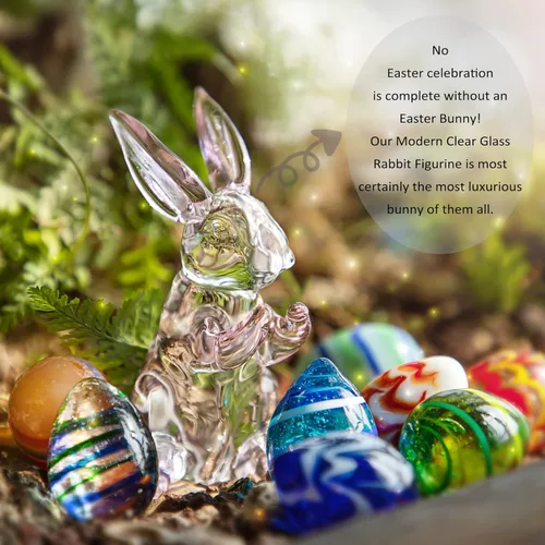 Miniatura 4 de HDCRYSTALGIFTS Figura de conejo de cristal de 3.5 pulgadas, coleccionables, decoración de conejito de Pascua, arte de cristal, pisapapeles, Pascua
