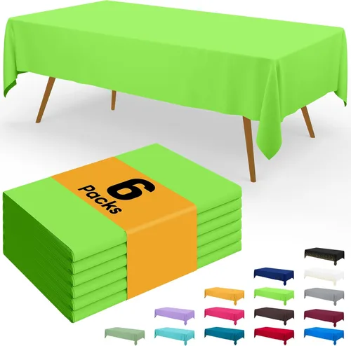 Miniatura 129 de Smiry - Juego de 6 manteles desechables, 54 x 78 pulgadas, manteles impermeables rectangulares para fiestas, cubierta de mesa de plástico