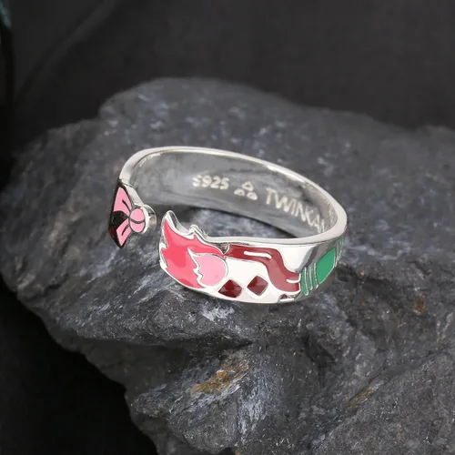 Miniatura 6 de TWINKANIME Demon Slayer Anime Merch Ring Fashion Anime Jewelry Cosplay Style for Men Wonmen Gifts Adjustable About 7-9 S925 Sterling Silver All