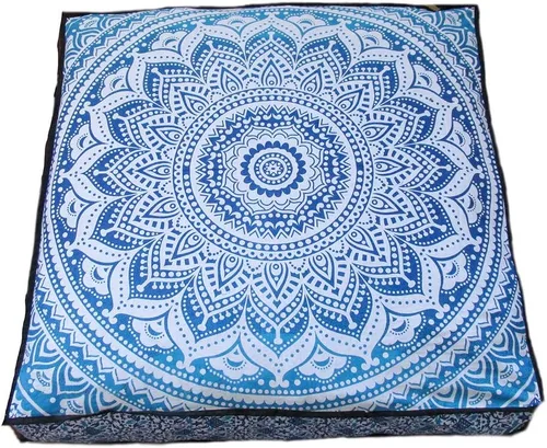 Miniatura 79 de CRAFT KALA Funda de cojín con diseño de mandala, funda de cojín para asiento, hippie, decorativo, bohemio, otomano, de algodón, indio, para sala