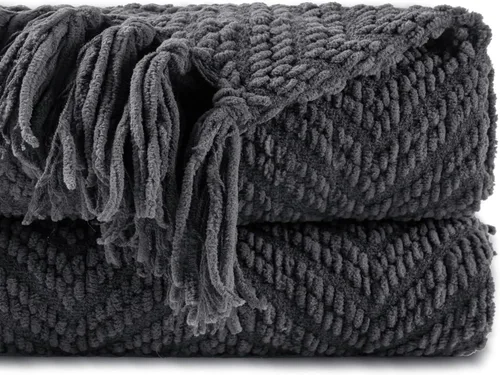 Miniatura 22 de BATTILO HOME Manta azul marino para sofá, cobija de punto azul de 50" x 60", cobija azul marino súper suave y cálida para silla, sofá, decoración