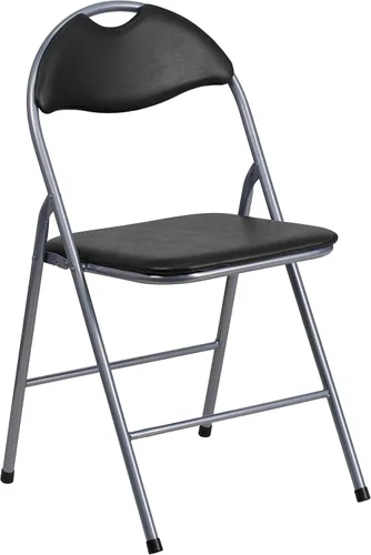 Miniatura 9 de Flash Furniture Hercules Series - Sillas plegables de metal con asa de transporte, silla acolchada tapizada de vinilo, juego de 4, color negro