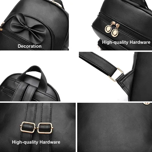 Miniatura 6 de Linda mini mochila de cuero a la moda para niñas y mujeres, Rosa-grande, M, Mochilas Daypack