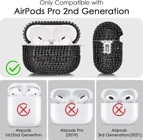 Miniatura 4 de VISOOM Bling Airpods Pro 2ª Generación Funda - Funda para AirPods Pro 2 con Cordón para Mujeres 2024 Crystal iPod Pro 2 Funda de Carga Inalámbrica