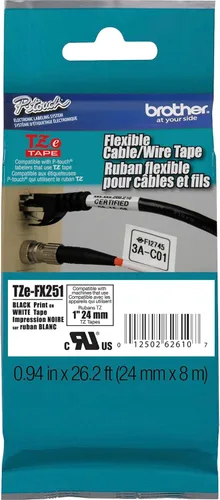 Miniatura 28 de Brother P-touch TZE-S951 - Cinta adhesiva laminada extra resistente de 1 pulgada (24 mm) de ancho, negro sobre plateado mate, laminada